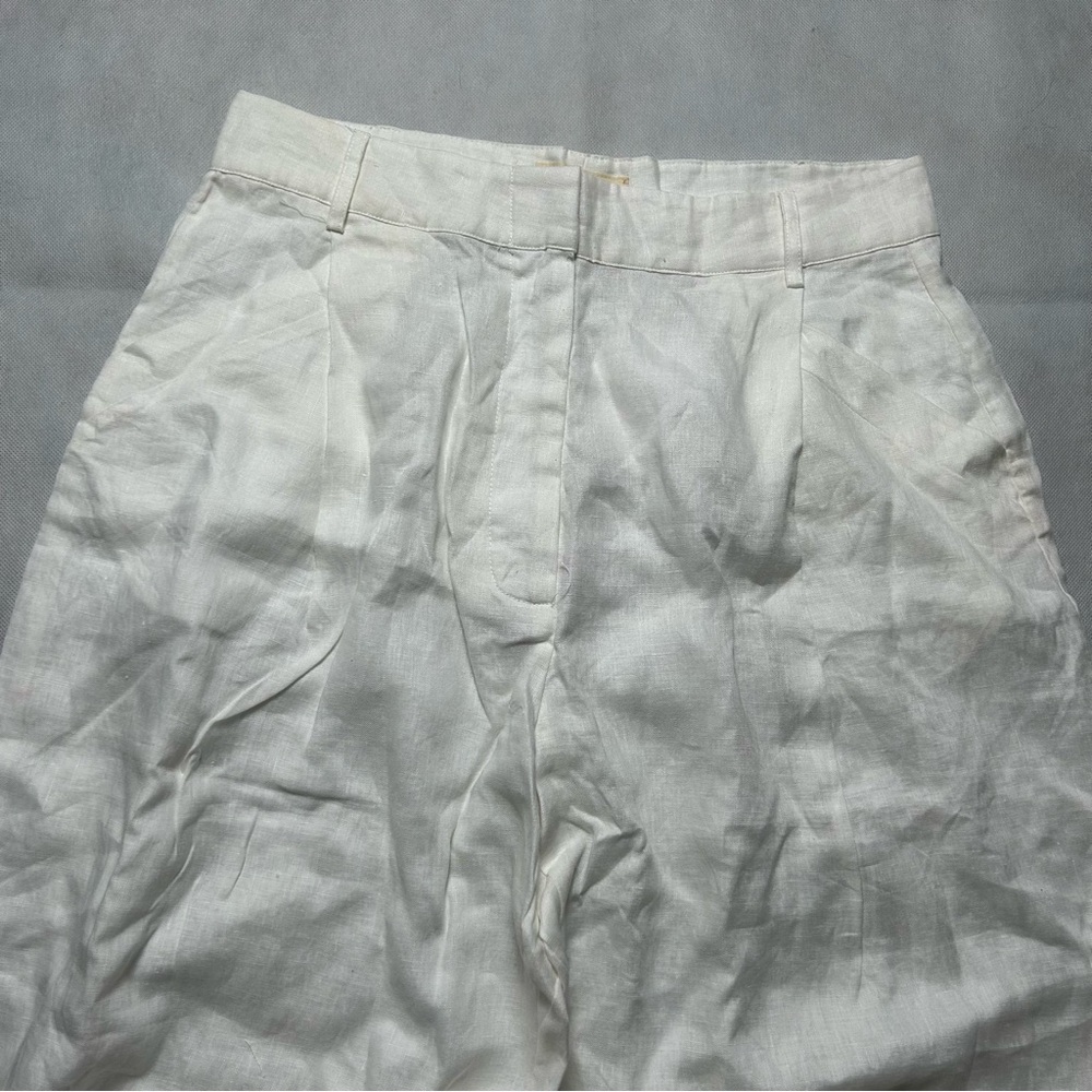 AEXAE wide leg white linen pants NWT size large - Picture 3 of 7